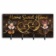 Load image into Gallery viewer, Personalized Home Sweet Home Key Rack with Metal Hooks for Couples
