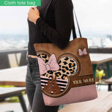 Load image into Gallery viewer, Personalized Pink Leopard Mouse Ears Tote Bag Custom Name Gift for Mom