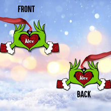 Load image into Gallery viewer, Personalized Grinch Heart Ornament Custom Name Christmas Gift