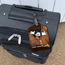 Load image into Gallery viewer, Personalized Leather Luggage Tag with Mickey Mouse Design for Travelers