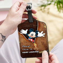 Load image into Gallery viewer, Personalized Leather Luggage Tag with Mickey Mouse Design for Travelers