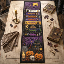 Load image into Gallery viewer, Personalized Halloween Quilt Table Runner Custom Name Family Gift