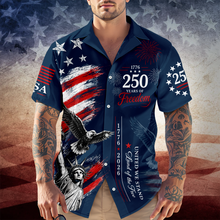 Load image into Gallery viewer, Personalized 4th of July Hawaiian Shirt Custom Name USA Flag Gift