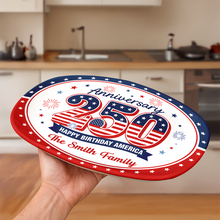 Load image into Gallery viewer, Personalized Family Name Platter USA 250th Anniversary Gift