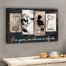 Load image into Gallery viewer, Personalized Couple Mouse Canvas Print Custom Names Gift for Anniversary