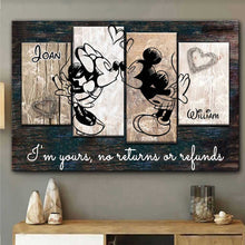 Load image into Gallery viewer, Personalized Couple Mouse Canvas Print Custom Names Gift for Anniversary