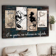Load image into Gallery viewer, Personalized Couple Mouse Canvas Print Custom Names Gift for Anniversary