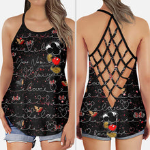 Load image into Gallery viewer, Personalized Mickey Mouse Ears Cross Tank Top Custom Name Gift