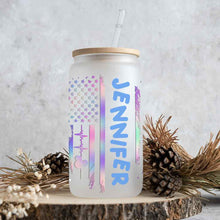 Load image into Gallery viewer, Personalized Stars and Stripes Can Glass with Straw - Custom Name Gift