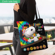 Load image into Gallery viewer, Personalized Hippie Dog Tote Bag Custom Name Gift Idea