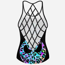 Load image into Gallery viewer, Personalized Leopard Print Cross Tank Top & Shorts Set for Summer