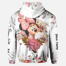 Load image into Gallery viewer, Personalized Floral Mouse Hoodie and Leggings Set for Girls | Custom Name Gift