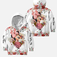 Load image into Gallery viewer, Personalized Floral Mouse Hoodie and Leggings Set for Girls | Custom Name Gift