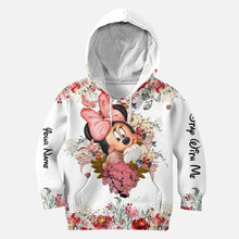 Load image into Gallery viewer, Personalized Floral Mouse Hoodie and Leggings Set for Girls | Custom Name Gift