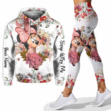 Load image into Gallery viewer, Personalized Floral Mouse Hoodie and Leggings Set for Girls | Custom Name Gift