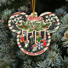 Load image into Gallery viewer, Personalized Christmas Mouse Shaped Ornament Custom Family Name Gift
