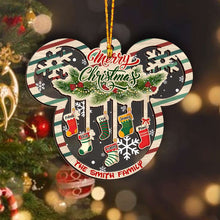 Load image into Gallery viewer, Personalized Christmas Mouse Shaped Ornament Custom Family Name Gift