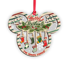 Load image into Gallery viewer, Personalized Christmas Mouse Shaped Ornament Custom Family Name Gift