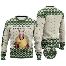 Load image into Gallery viewer, Personalized Holiday Armadillo Christmas Sweater Custom Name Gift