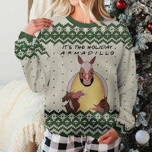 Load image into Gallery viewer, Personalized Holiday Armadillo Christmas Sweater Custom Name Gift