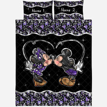 Load image into Gallery viewer, Personalized Mouse Quilt Set Custom Name Gift for Couples