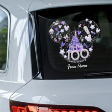 Load image into Gallery viewer, Personalized 100th Anniversary Mouse Decal Custom Name Decorative Sticker for Car, Laptop, Wall