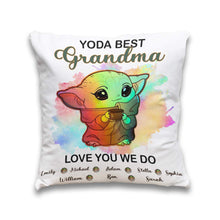 Load image into Gallery viewer, Personalized Yoda Best Grandma Throw Pillow Custom Names Gift