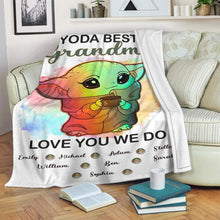 Load image into Gallery viewer, Personalized Yoda Best Grandma Blanket with Custom Names Gift