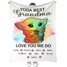 Load image into Gallery viewer, Personalized Yoda Best Grandma Blanket with Custom Names Gift