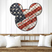 Load image into Gallery viewer, Personalized Mickey Mouse Ears Metal Sign American Flag Decor