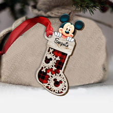 Load image into Gallery viewer, Personalized Christmas Mouse Ears Layered Wood Ornament for Kids