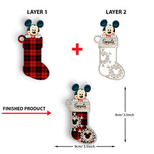 Load image into Gallery viewer, Personalized Christmas Mouse Ears Layered Wood Ornament for Kids
