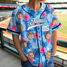 Load image into Gallery viewer, Personalized Photo Hawaiian Baseball Jersey Custom Summer Gift