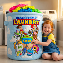 Load image into Gallery viewer, Personalized Quilted Laundry Basket Custom Name Fun Gift for Kids