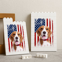 Load image into Gallery viewer, Custom Dog Photo Building Blocks USA Flag Gift for Dog Dad
