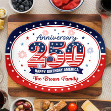 Load image into Gallery viewer, Personalized Family Name Platter USA 250th Anniversary Gift