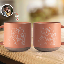 Load image into Gallery viewer, Personalized Engraved Pottery Mug Custom Photo Gift for Mom