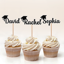 Load image into Gallery viewer, Personalized Graduation Cupcake Topper Custom Name Party Decor