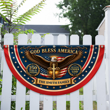 Load image into Gallery viewer, Personalized God Bless America Fan Flag 250 Years Freedom Gift for Family
