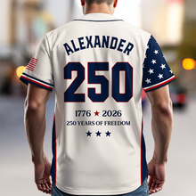 Load image into Gallery viewer, Personalized 250 Years of Freedom Jersey Shirt Gift for Dad