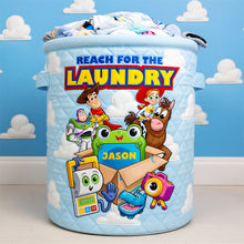 Load image into Gallery viewer, Personalized Quilted Laundry Basket Custom Name Fun Gift for Kids
