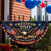 Load image into Gallery viewer, Personalized 250th Anniversary Fan Flag Custom Family Name Patriotic Decor