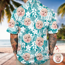 Load image into Gallery viewer, Personalized Tropical Aloha Hawaii Shirt Custom Photo Gift for Dad