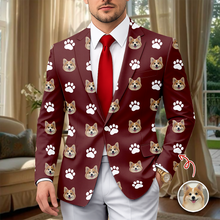 Load image into Gallery viewer, Custom Men's Suit with Pet Face Icon Unique Gift for Pet Owners