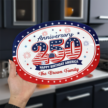 Load image into Gallery viewer, Personalized Family Name Platter USA 250th Anniversary Gift