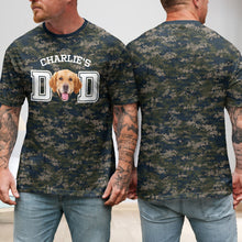 Load image into Gallery viewer, Personalized Camo Dog Dad T-Shirt Custom Photo Gift for Father's Day