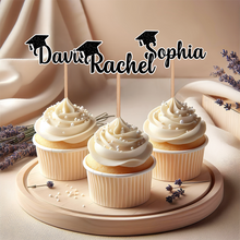 Load image into Gallery viewer, Personalized Graduation Cupcake Topper Custom Name Party Decor