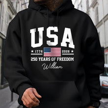Load image into Gallery viewer, Personalized 250 Years of Freedom T-Shirt for Independence Day Gift