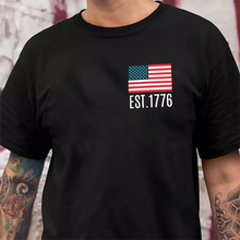 Load image into Gallery viewer, Personalized America Est 1776 T-Shirt Gift for Dad | Independence Day