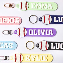 Load image into Gallery viewer, Personalized Baseball Bag Tag Keychain Custom Name Gift for Players